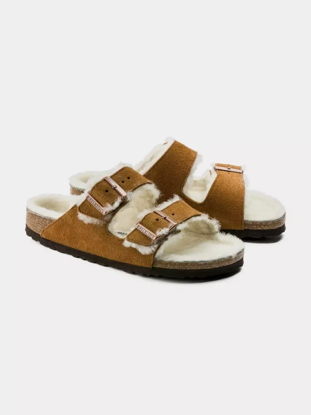 Klapki damskie BIRKENSTOCK ARIZONA SHEARLING MINK 1001135 