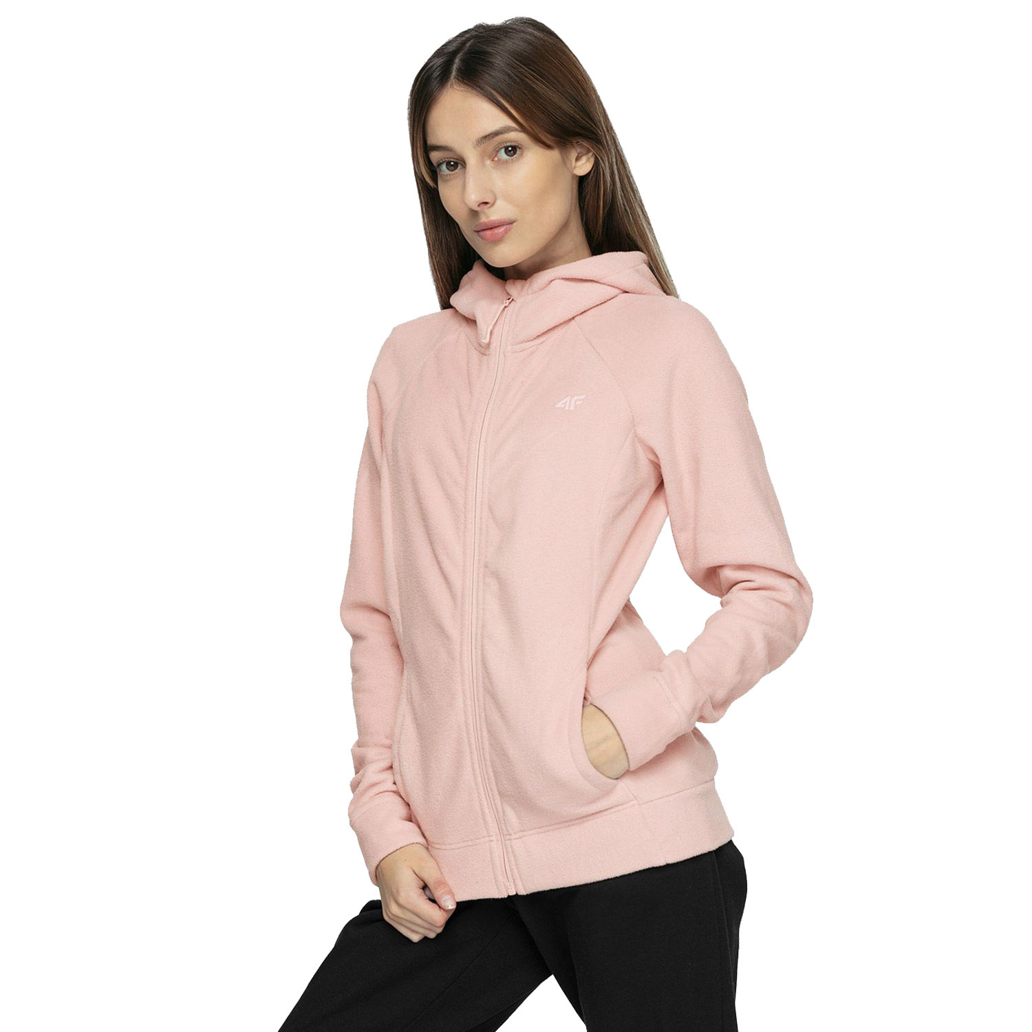 Bluza damska z kapturem rozpinana polarowa 4F NOSH4-PLD351-65S