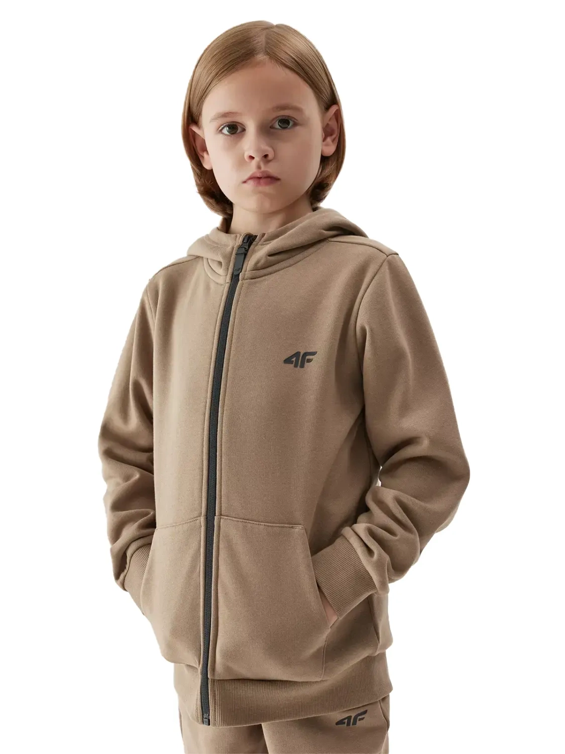 Bluza dziecięca z kapturem rozpinana 4F 4FJAW23TSWSM627-83S