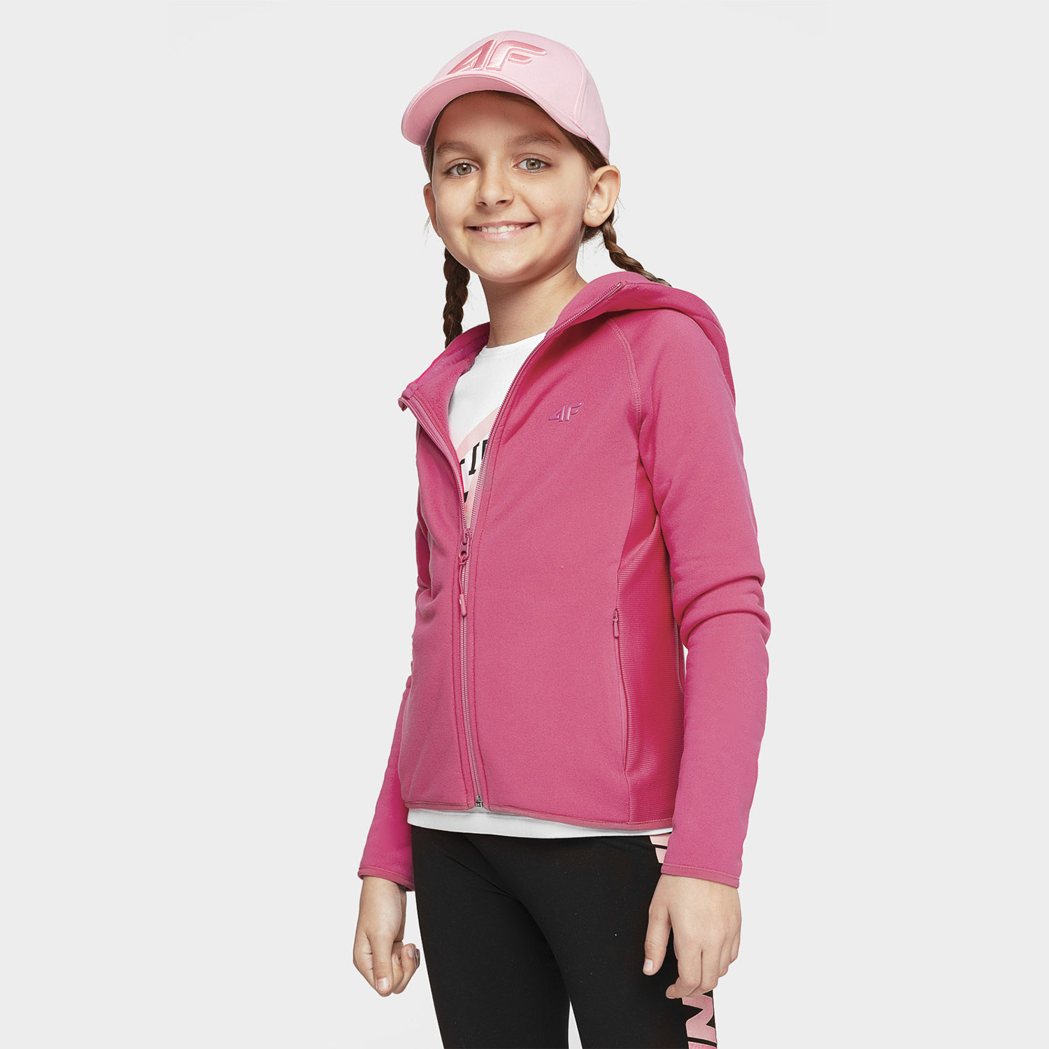 Bluza dziecięca z kapturem rozpinana polarowa 4F HJL21-JPLD001A-53S