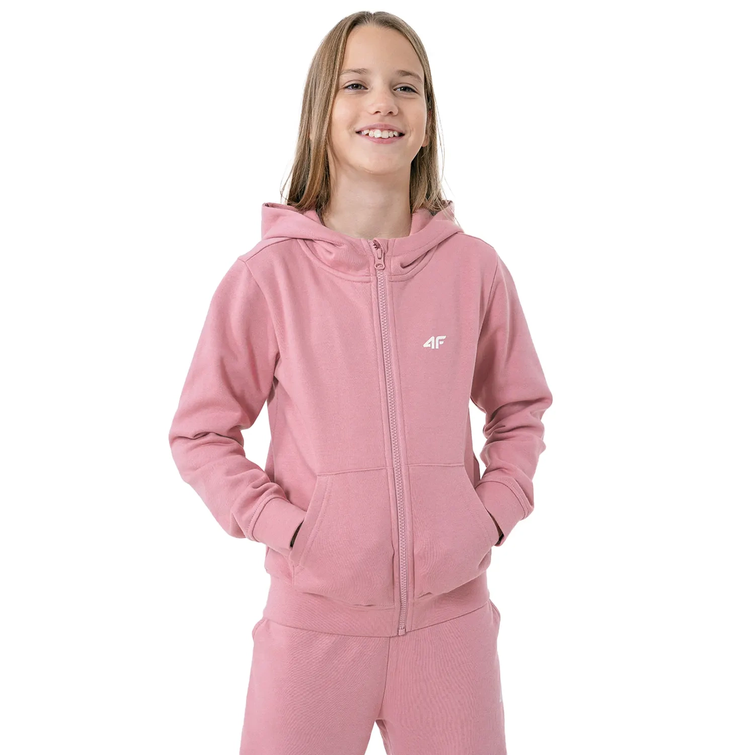 Bluza dziecięca z kapturem rozpinana 4F HJZ22-JBLD001-56S