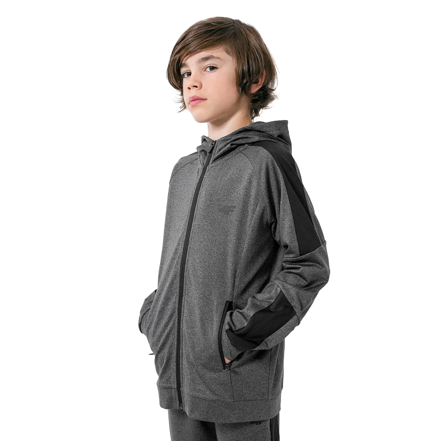 Bluza dziecięca z kapturem rozpinana 4F HJZ22-JBLMF001-23M