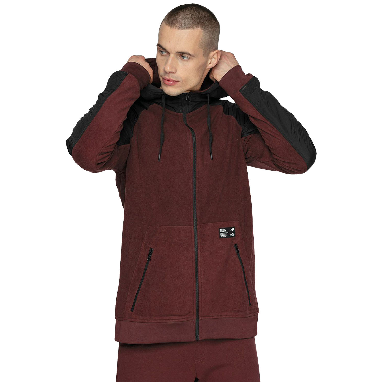 Bluza męska z kapturem rozpinana polarowa 4F H4Z21-BLM023-60S