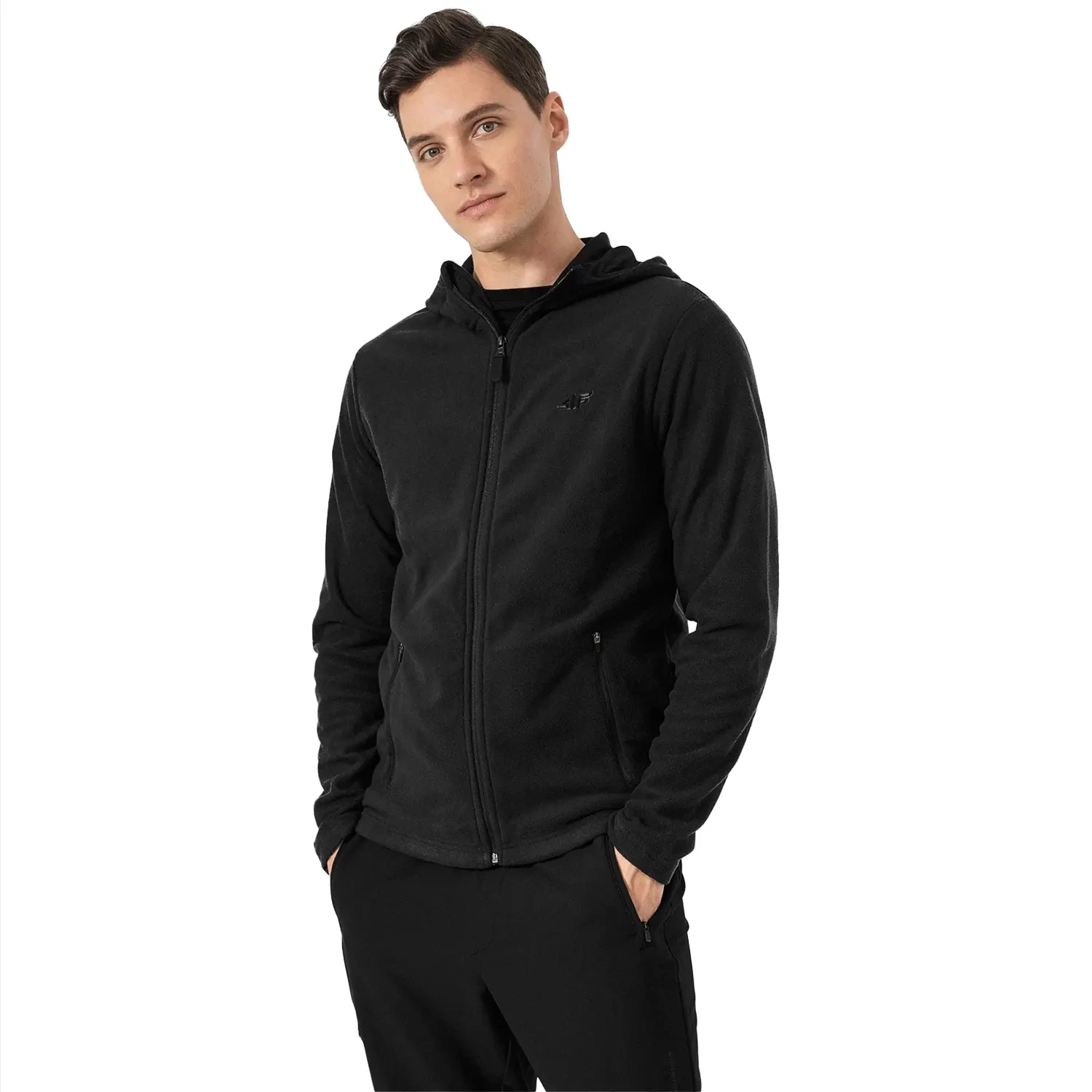 Bluza męska z kapturem rozpinana polarowa 4F 4FSS23TFLEM053-20S