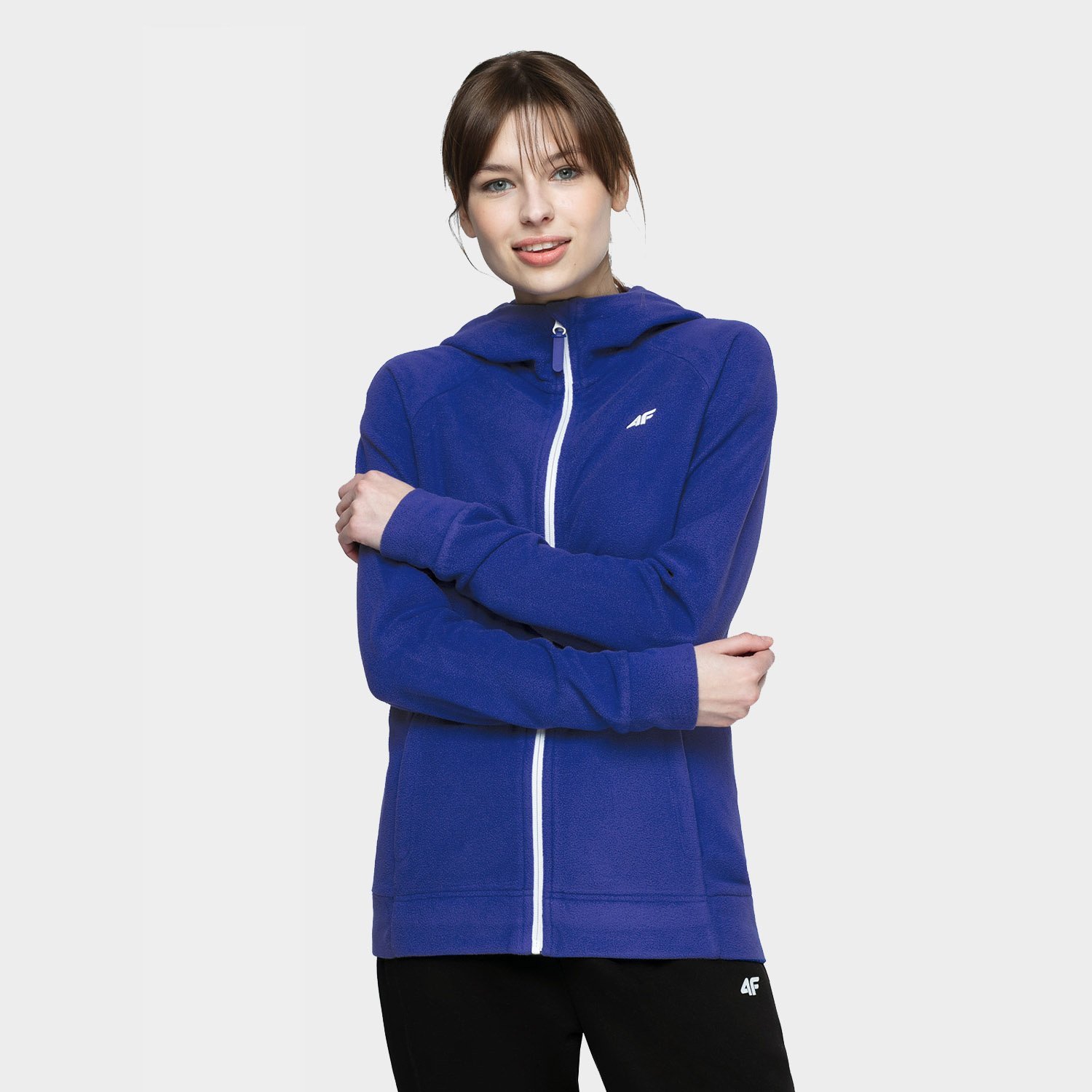 Bluza damska z kapturem rozpinana polarowa 4F NOSH4-PLD002-36S