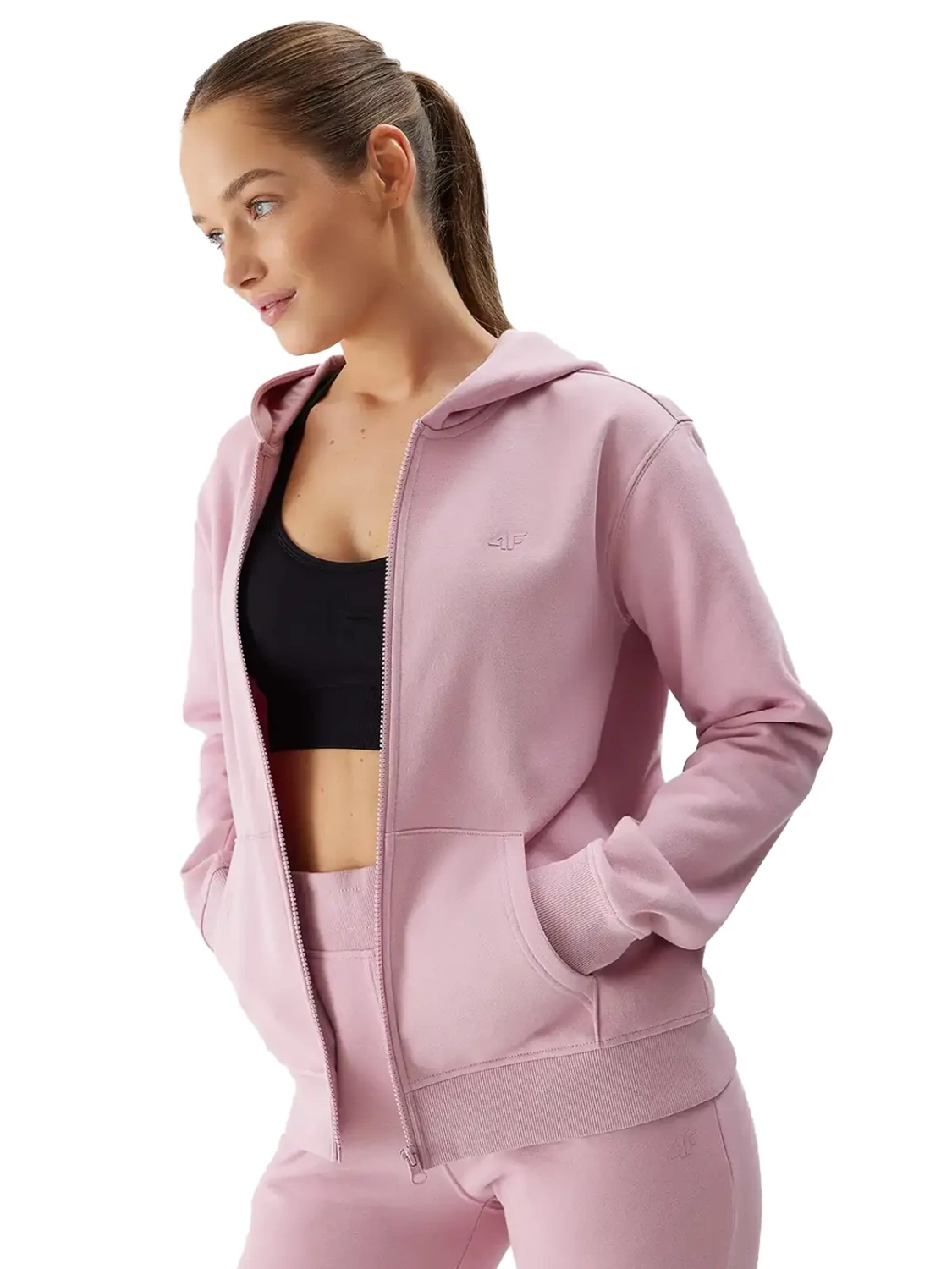 Bluza damska z kapturem rozpinana 4F 4FWSS24TSWSF0956-56S 