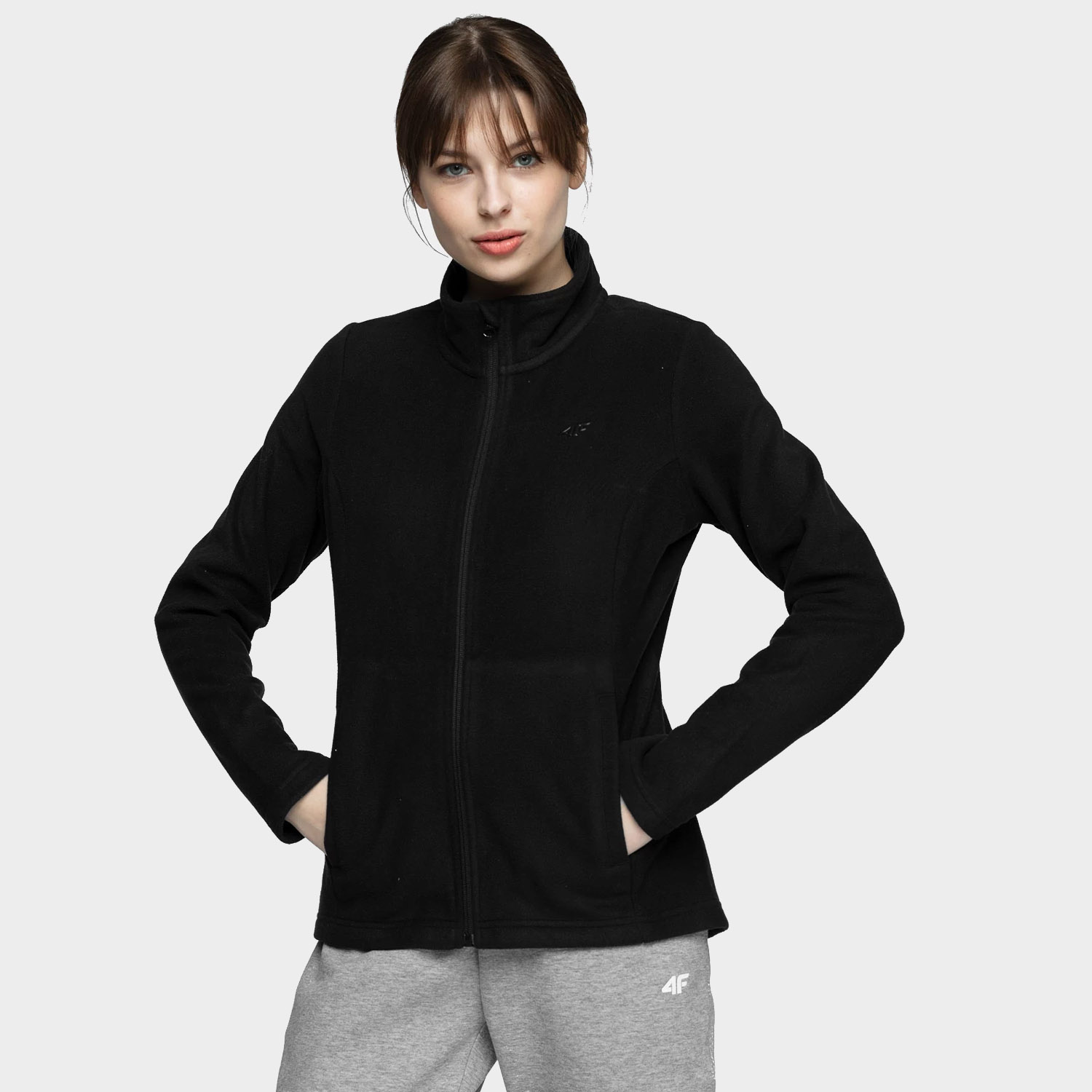 Bluza damska z kapturem rozpinana polarowa 4F NOSH4-PLD001-20S