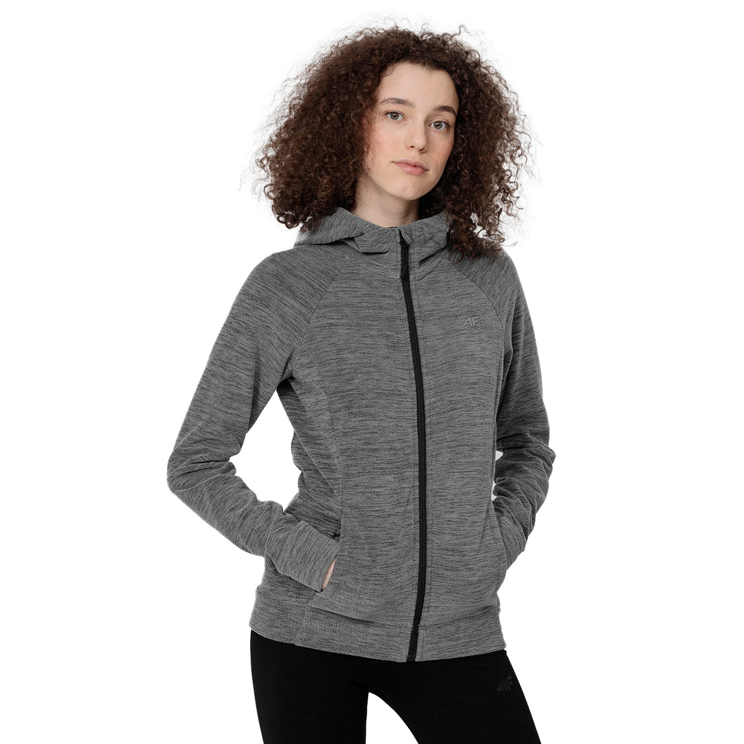 Bluza damska z kapturem rozpinana polarowa 4F H4L22-PLD351-24M