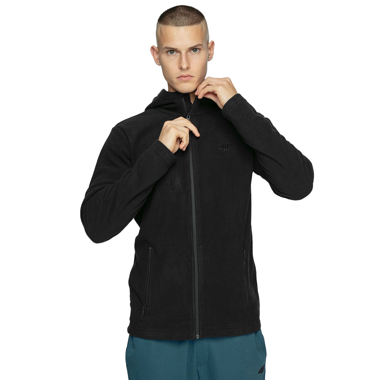 Bluza męska z kapturem rozpinana polarowa 4F NOSH4-PLM351-20S