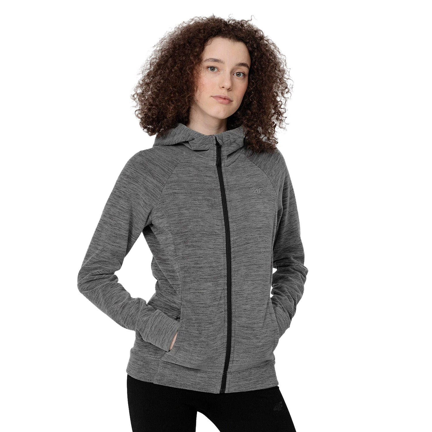 Bluza damska z kapturem rozpinana polarowa 4F NOSH4-PLD351-24M