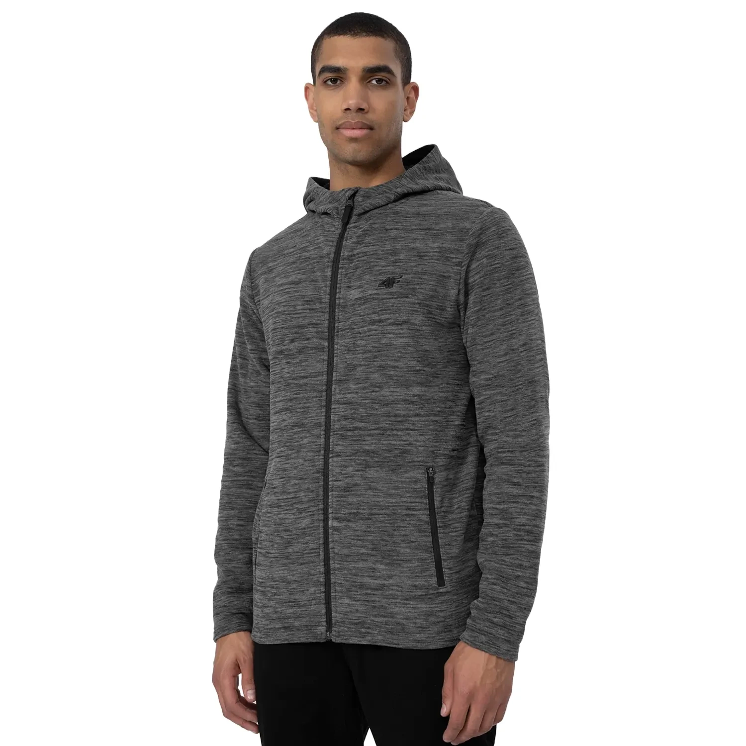 Bluza męska z kapturem rozpinana polarowa 4F H4L22-PLM351-24M