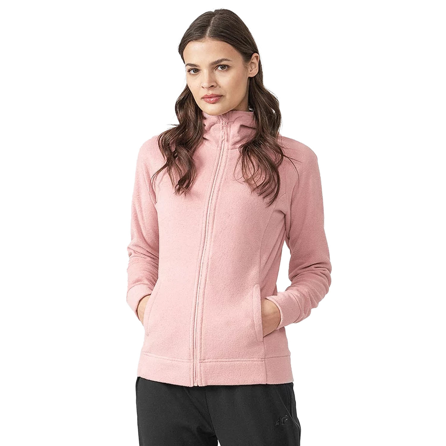 Bluza damska z kapturem rozpinana polarowa 4F H4L22-PLD351-65S