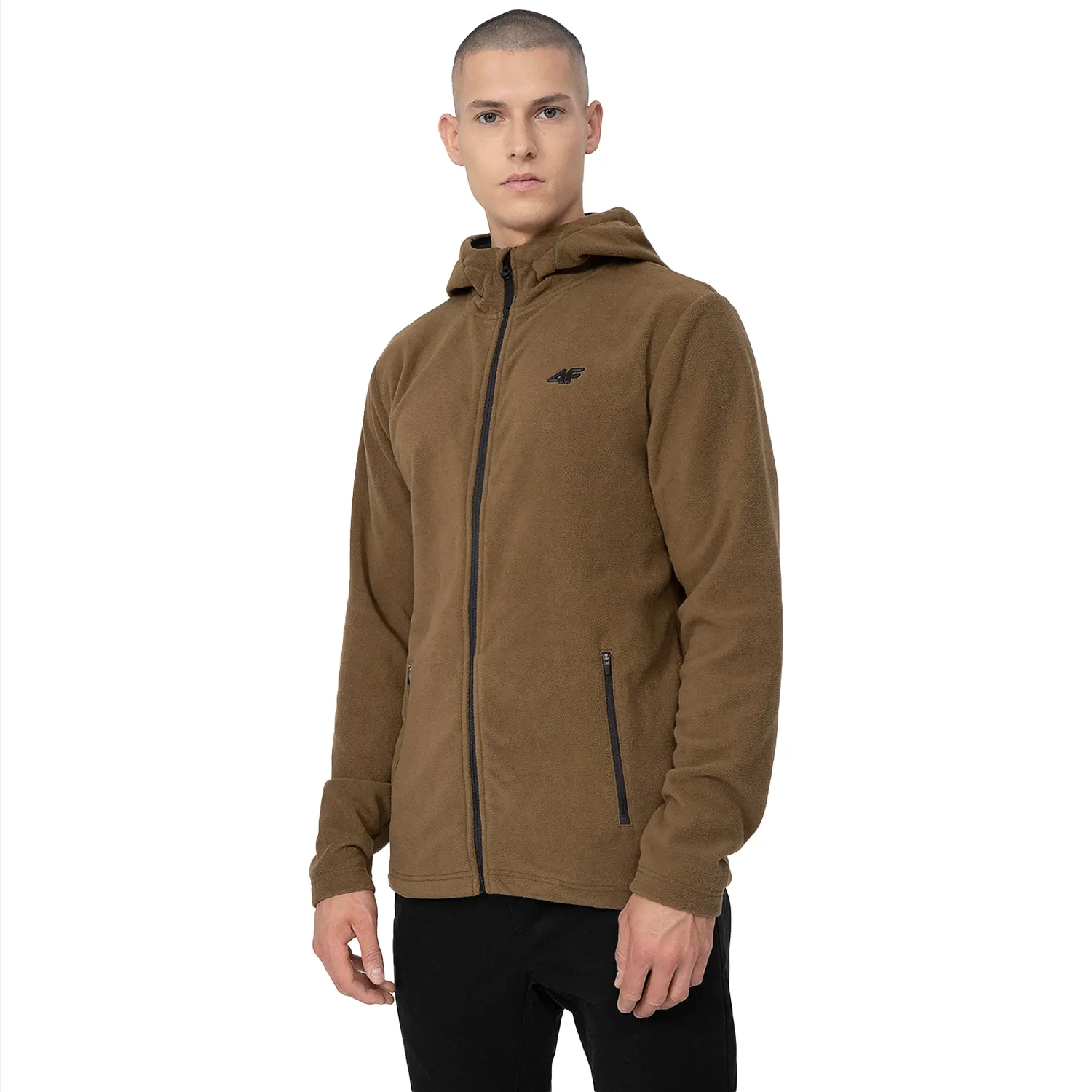 Bluza męska z kapturem rozpinana polarowa 4F 4FSS23TFLEM053-82S