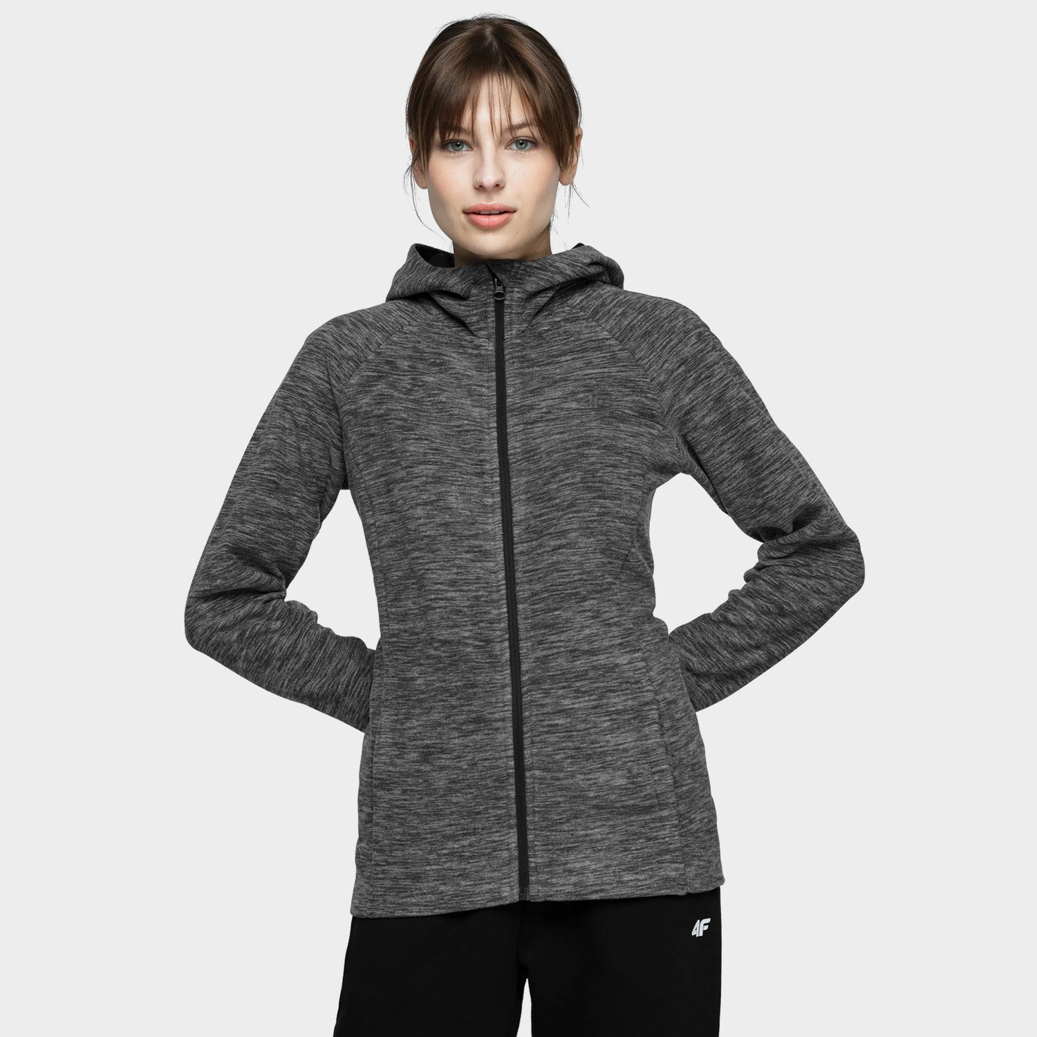 Bluza damska z kapturem rozpinana polarowa 4F NOSH4-PLD002-24M