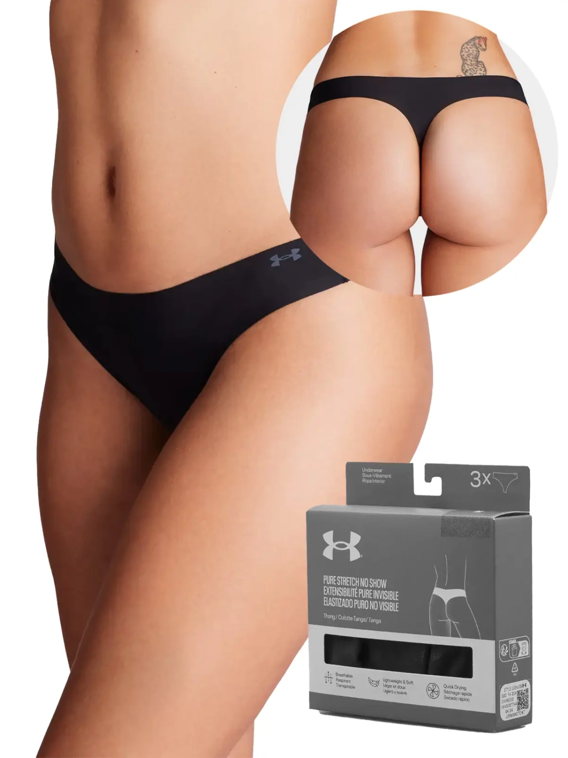 Majtki damskie stringi Under Armour 1383893-001 3-PAK