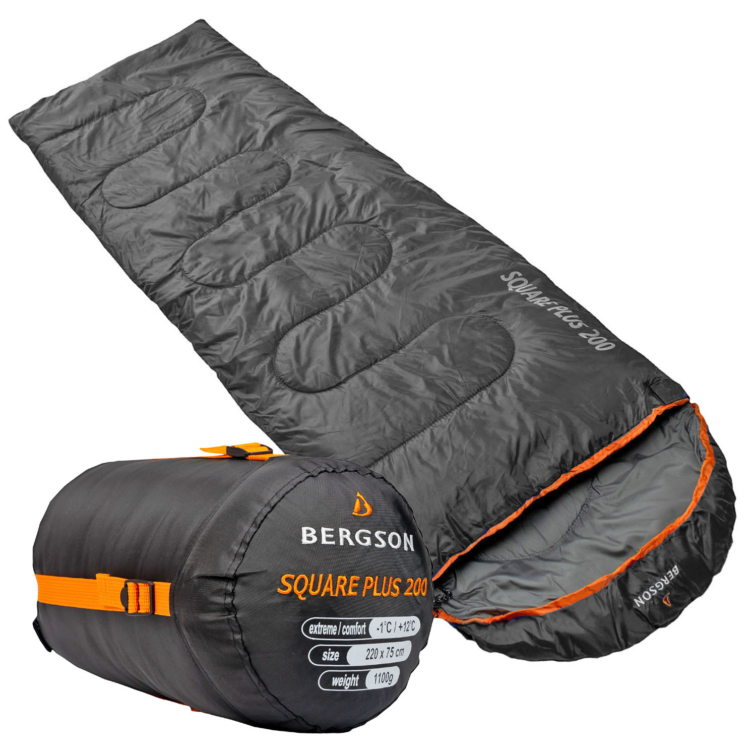 Śpiwór kwadratowy BERGSON SQUARE PLUS 200 BRG00122 BLACK