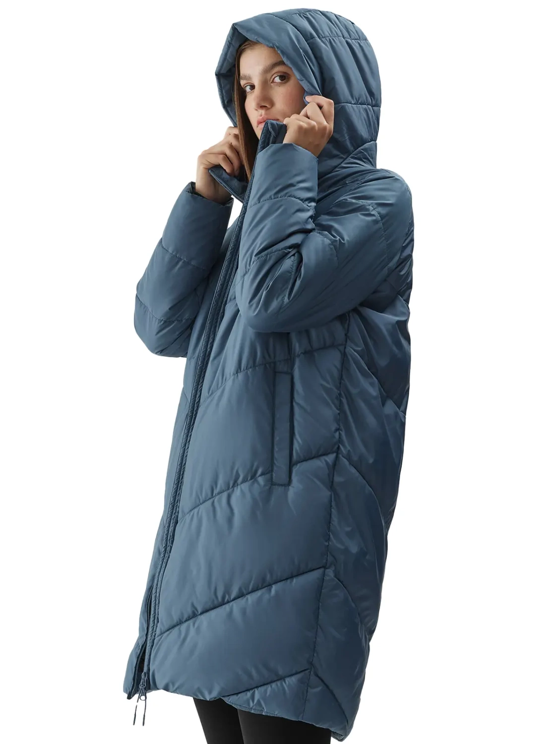 Kurtka damska zimowa puchowa długa 4F 4FAW23TDJAF235-32S 