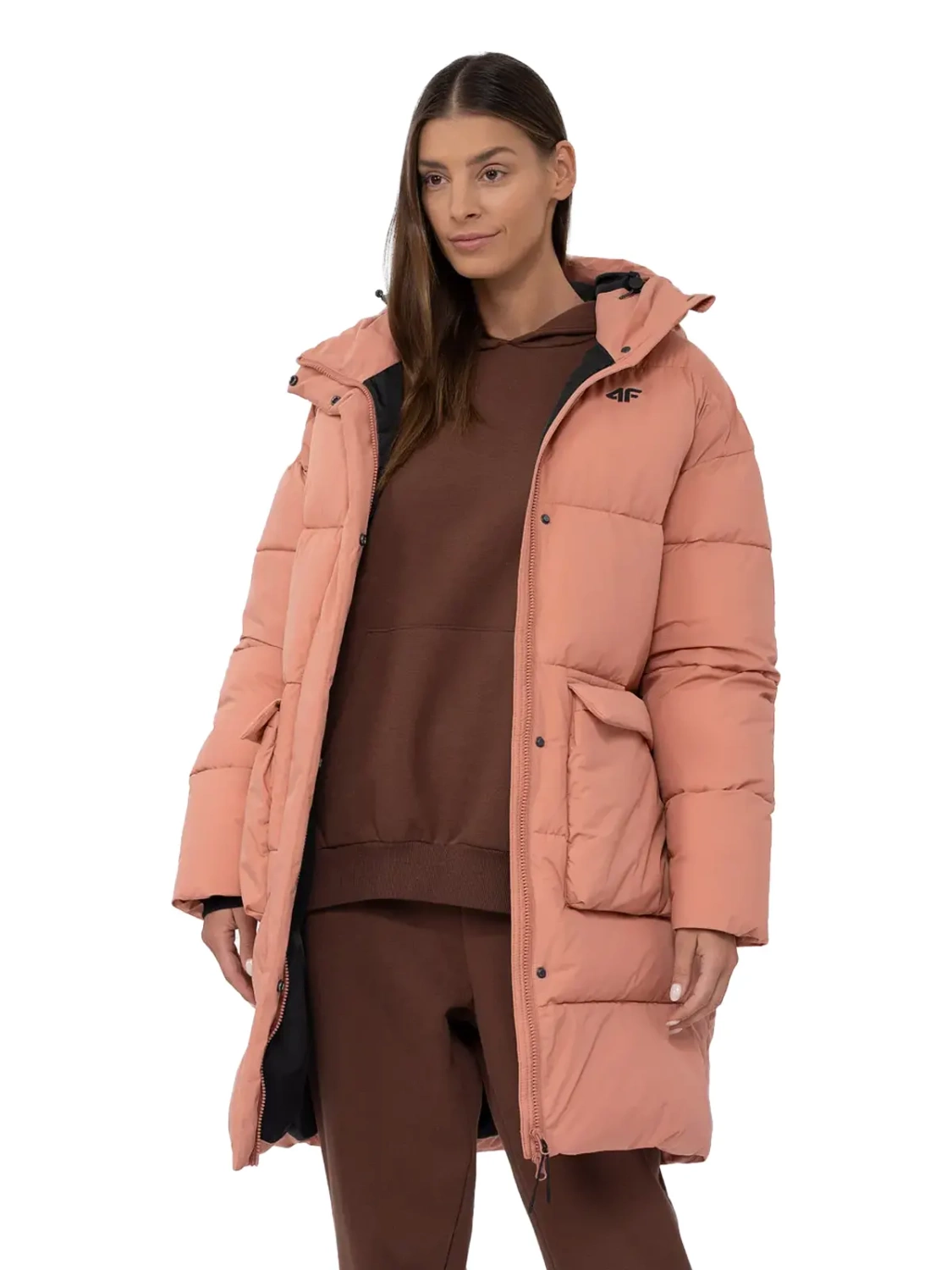 Kurtka damska zimowa puchowa długa 4F 4FAW23TDJAF236-64S 