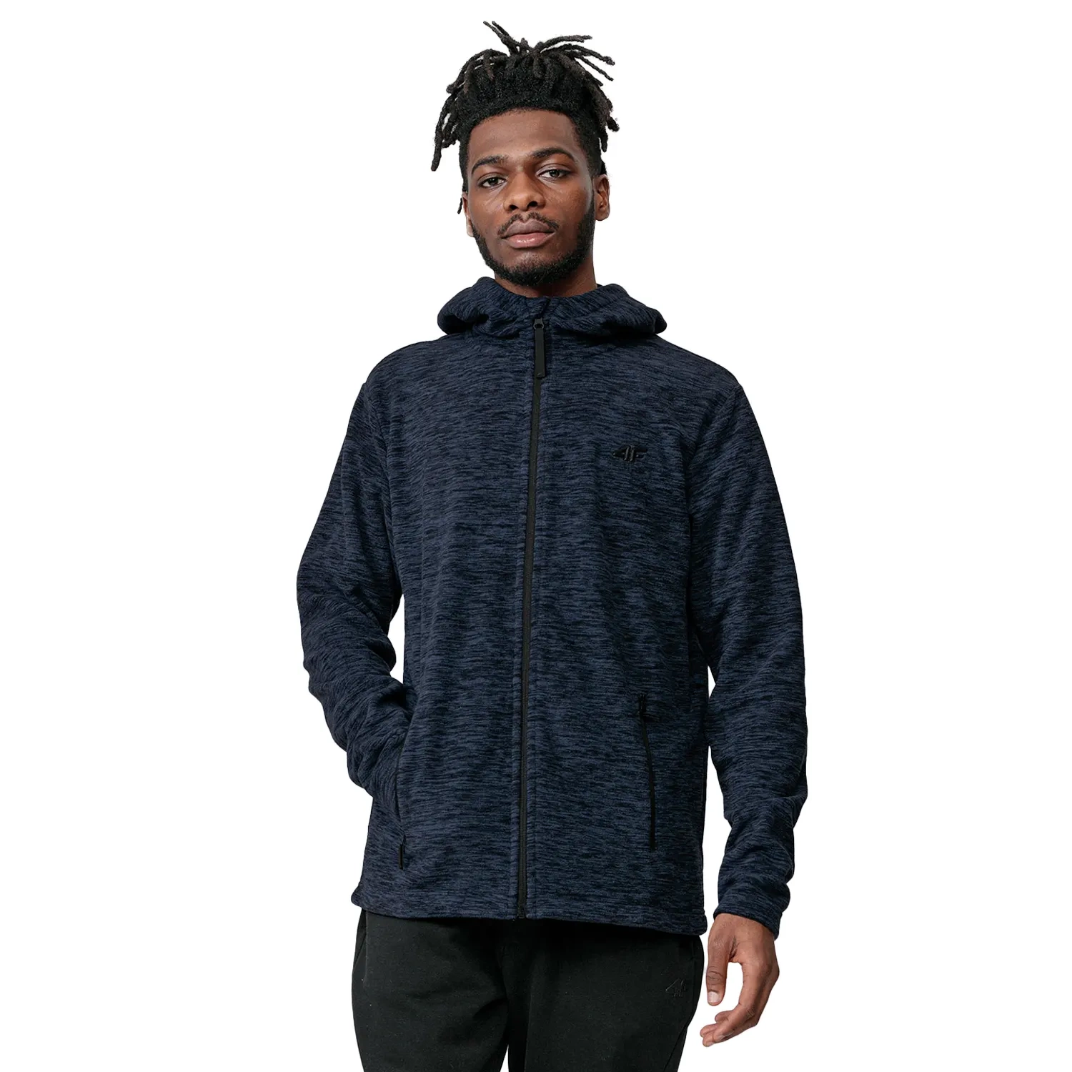 Bluza męska z kapturem rozpinana polarowa 4F H4Z22-PLM351-30M