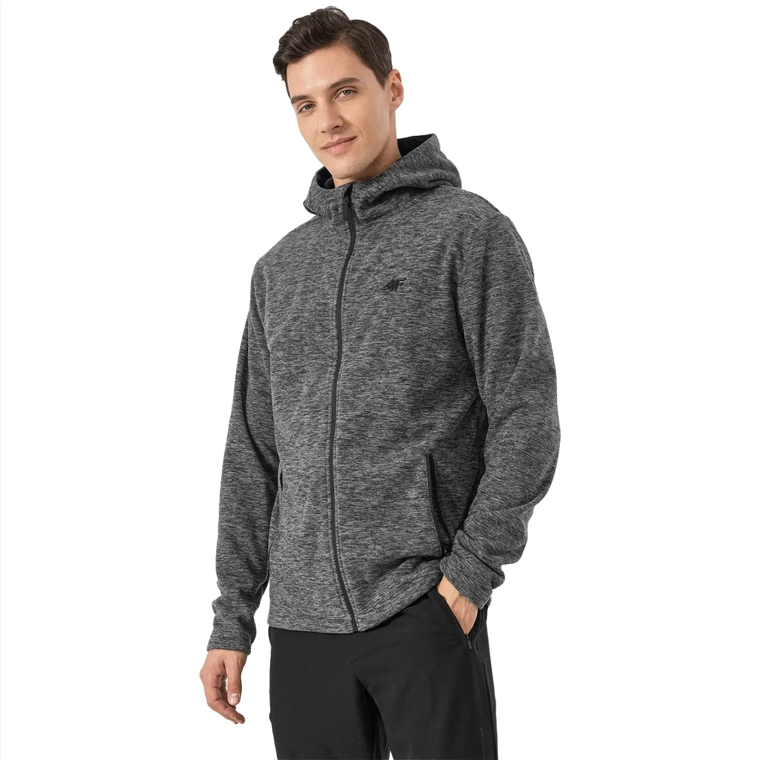 Bluza męska z kapturem rozpinana polarowa 4F 4FSS23TFLEM053-24M