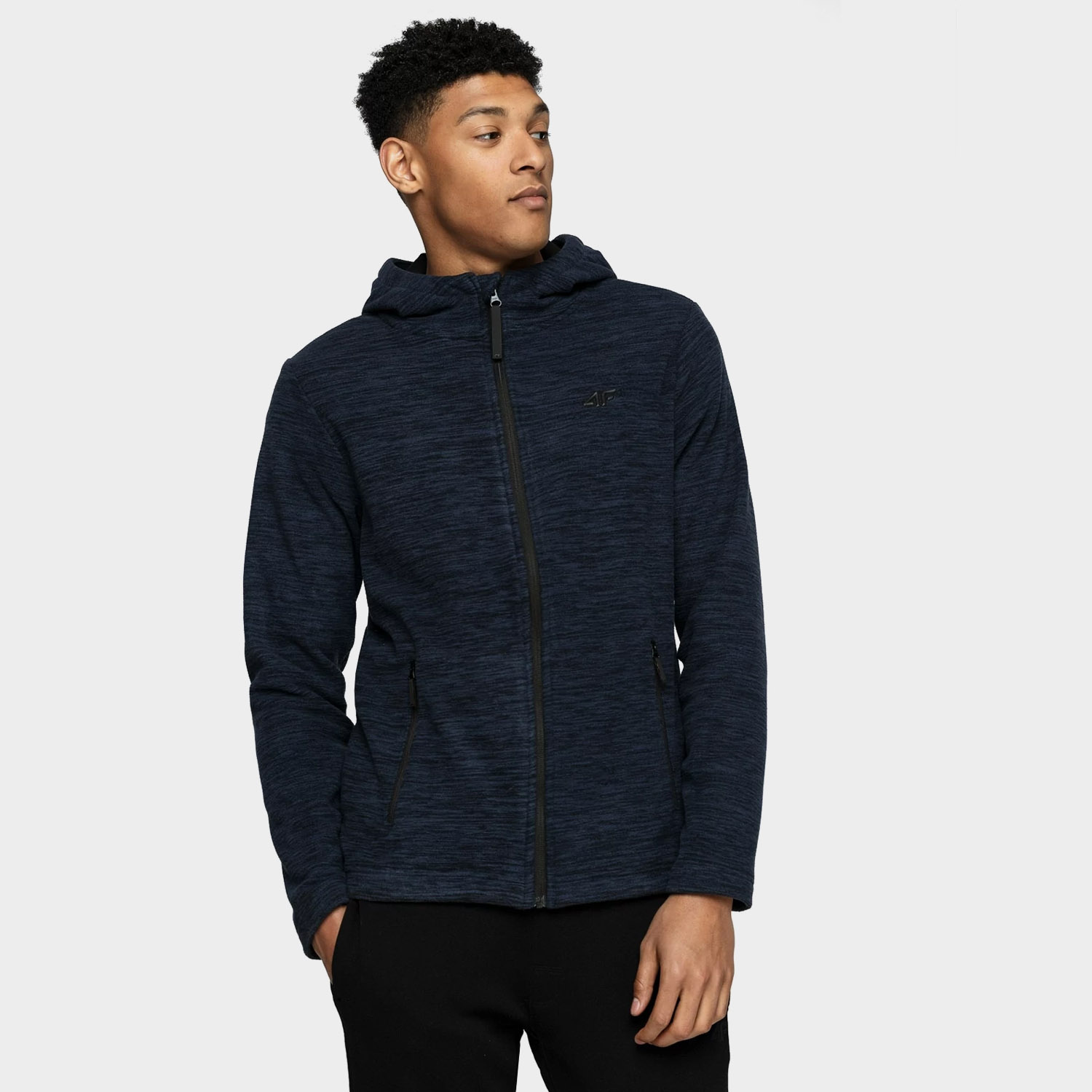 Bluza męska z kapturem rozpinana polarowa 4F NOSH4-PLM002-30M