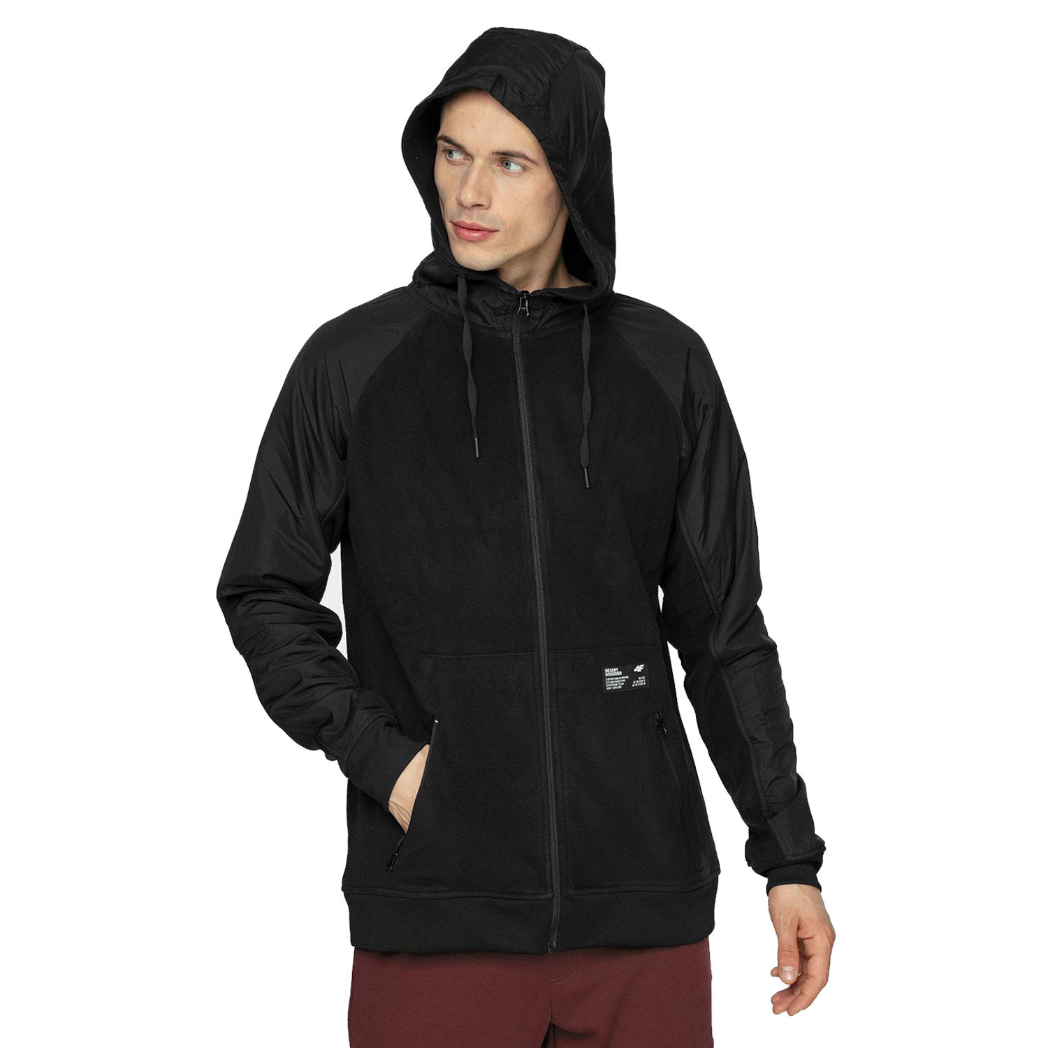 Bluza męska z kapturem rozpinana polarowa 4F H4Z21-BLM023-20S