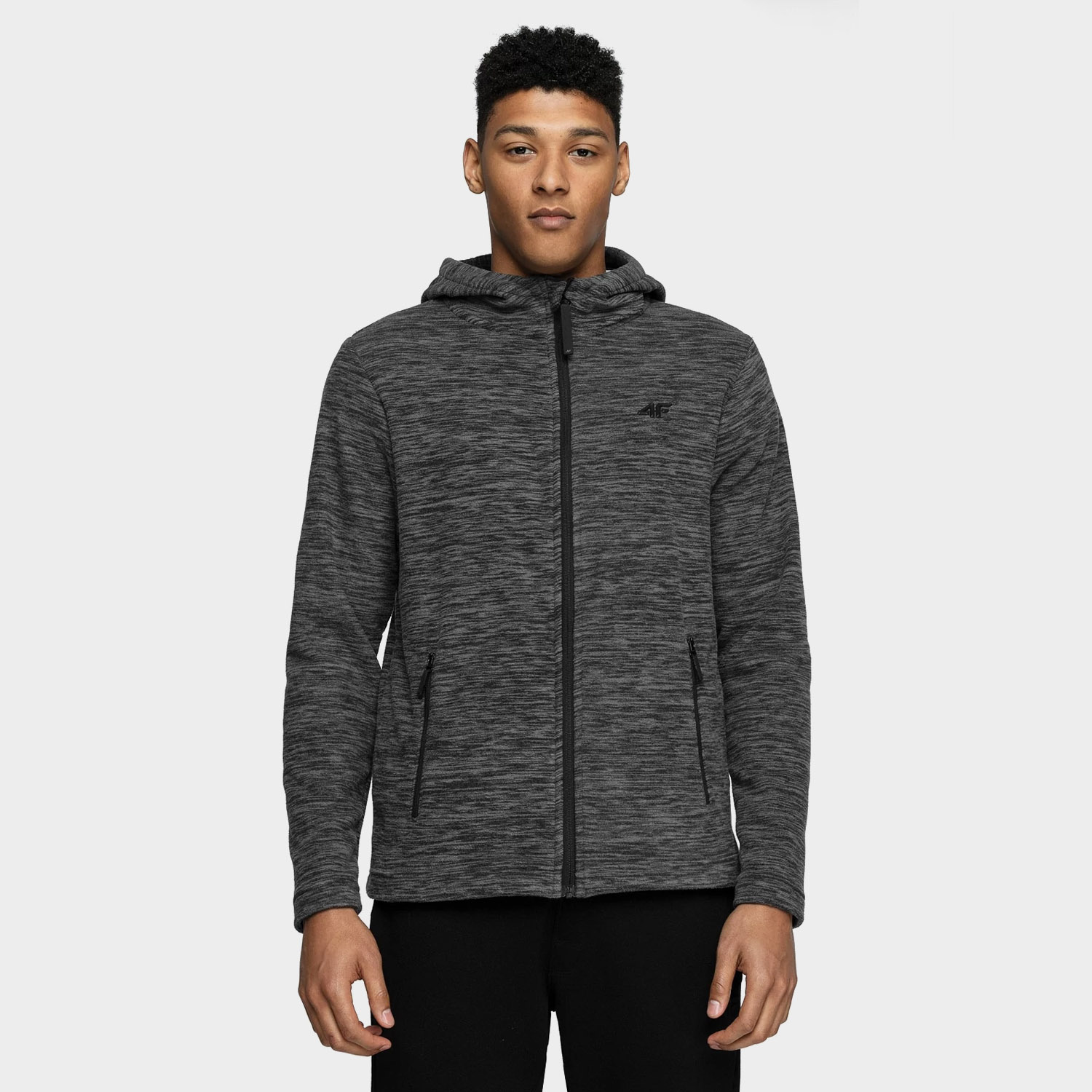 Bluza męska z kapturem rozpinana polarowa 4F NOSH4-PLM002-24M