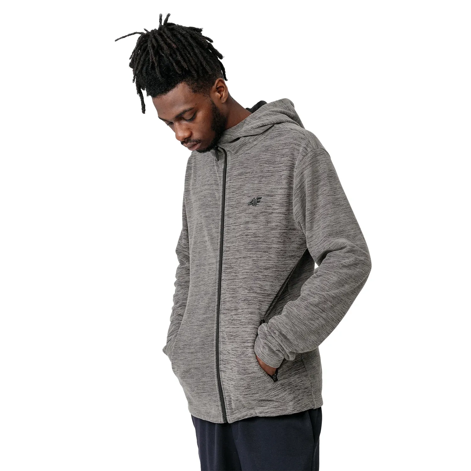 Bluza męska z kapturem rozpinana polarowa 4F H4Z22-PLM351-24M