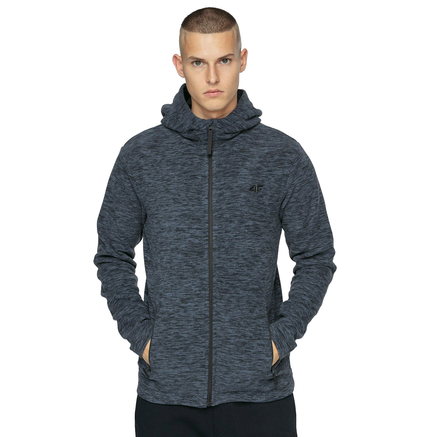Bluza męska z kapturem rozpinana polarowa 4F NOSH4-PLM351-30M