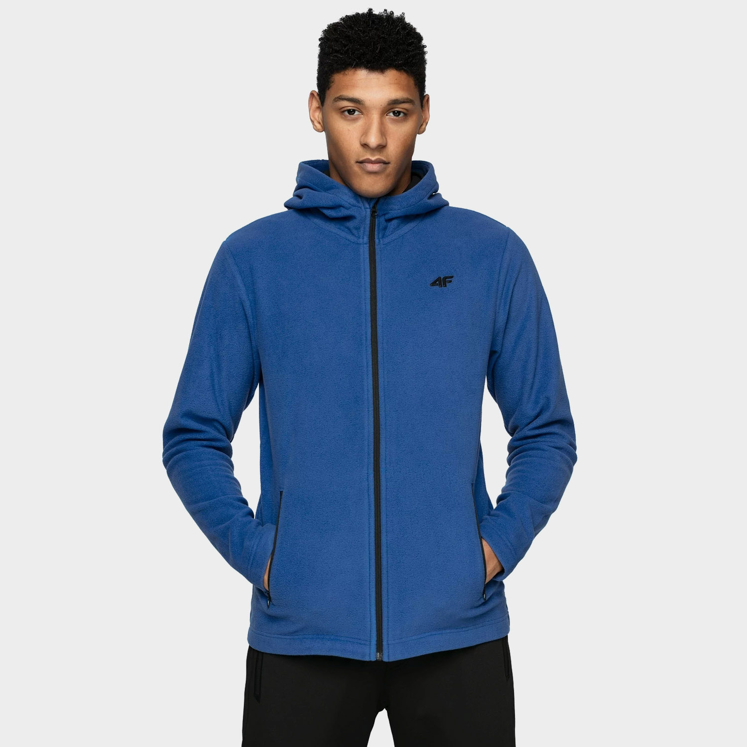Bluza męska z kapturem rozpinana polarowa 4F NOSH4-PLM002-36S
