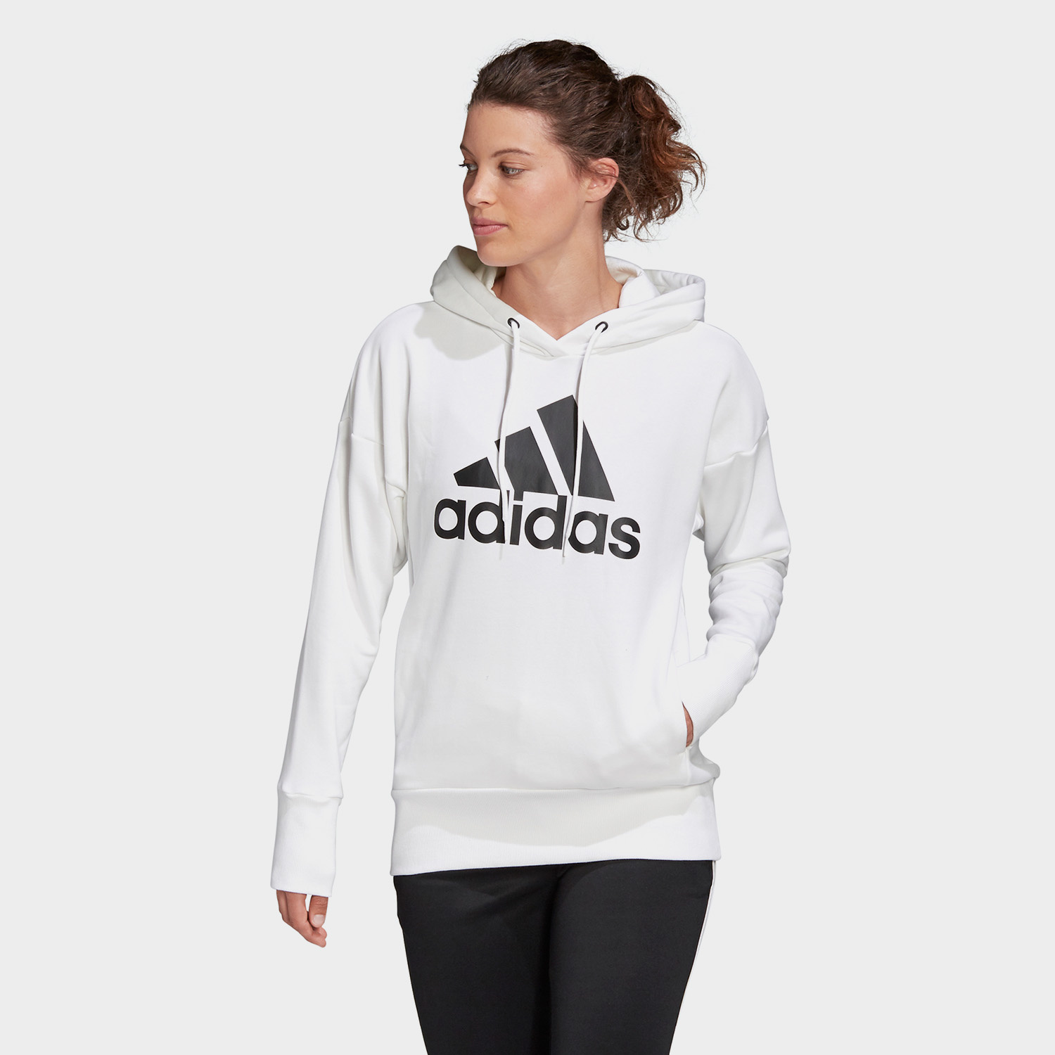 Bluza damska z kapturem adidas W BOS LONG HD FM1045