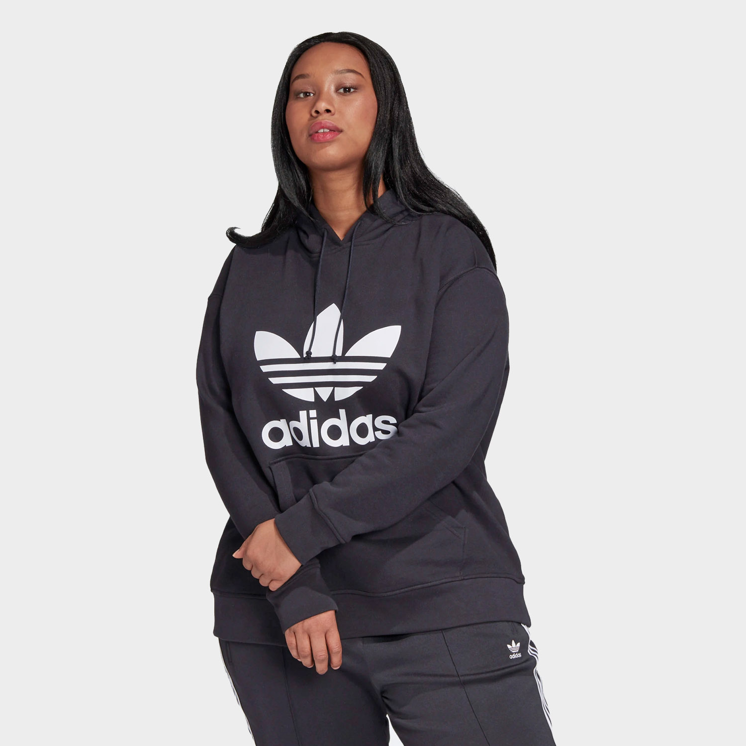 Bluza damska z kapturem adidas TREFOIL HOODIE GD2378 (PLUS SIZE)