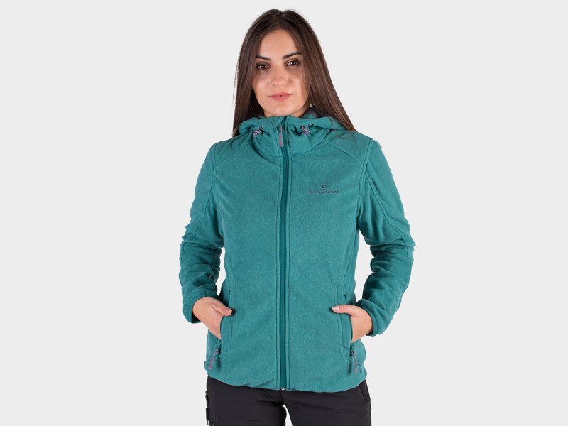 Bluza damska z kapturem rozpinana polarowa BERGSON TIFFANY WP TURQUOISE